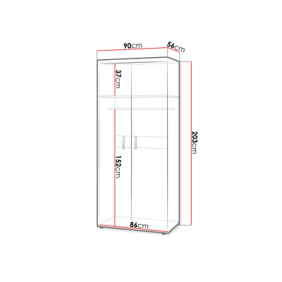 Dvojdverová šatníková skriňa 90 cm CHENG - slivka / krémová