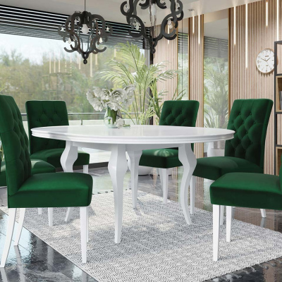 Rozkladací jedálenský stôl 100 cm so 6 stoličkami KRAM 1 - biely / zelený