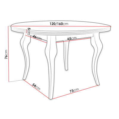 Rozkladací jedálenský stôl 120 cm so 6 stoličkami KRAM 1 - biely / ružový