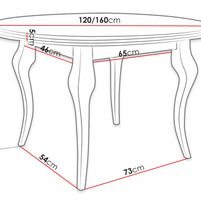 Rozkladací jedálenský stôl 120 cm so 6 stoličkami KRAM 1 - biely / čierny