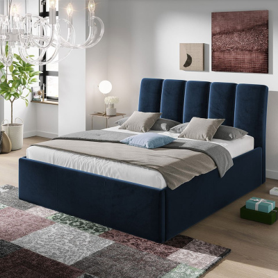Čalúnená manželská posteľ 140x200 TRALEE - modrá