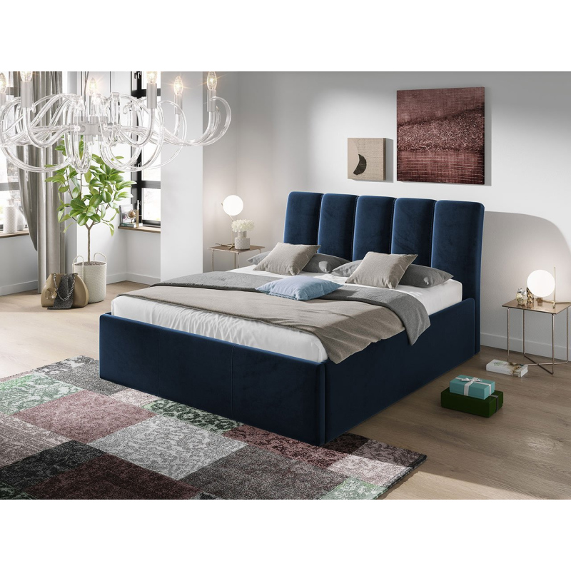 Čalúnená manželská posteľ 180x200 TRALEE - modrá