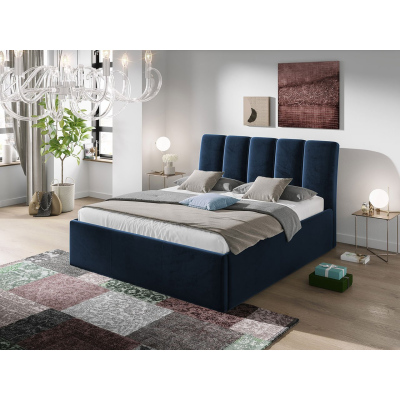 Čalúnená manželská posteľ 160x200 TRALEE - modrá