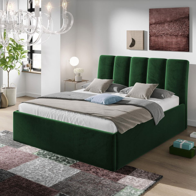 Čalúnená manželská posteľ 140x200 TRALEE - zelená