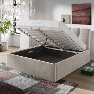 Čalúnená manželská posteľ 140x200 TRALEE - svetlá šedá