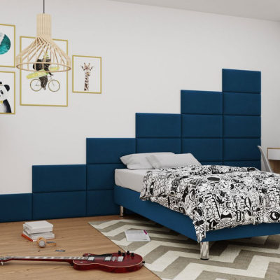 Čalúnená jednolôžková posteľ 90x200 NECHLIN 2 - modrá + panely 60x30 cm ZDARMA