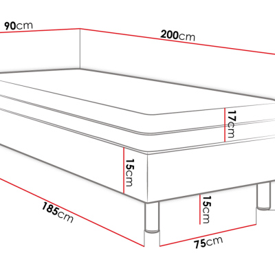 Čalúnená jednolôžková posteľ 90x200 NECHLIN 2 - biela eko koža + panely 60x30 cm ZDARMA