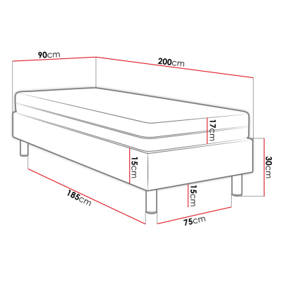 Čalúnená jednolôžková posteľ 90x200 NECHLIN 2 - biela eko koža + panely 60x30 cm ZDARMA