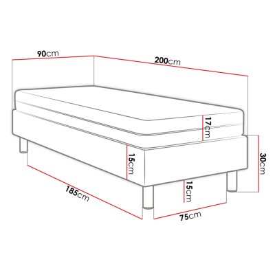 Čalúnená jednolôžková posteľ 90x200 NECHLIN 2 - šedá + panely 60x30 cm ZDARMA