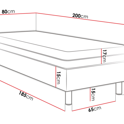 Čalúnená jednolôžková posteľ 80x200 NECHLIN 2 - čierna eko koža + panely 60x30 cm ZDARMA