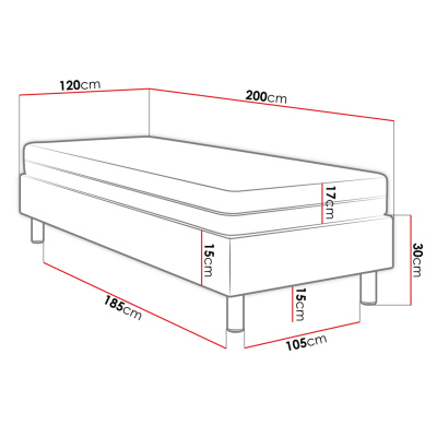 Čalúnená jednolôžková posteľ 120x200 NECHLIN 2 - biela eko koža + panely 60x30 cm ZDARMA