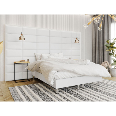 Čalúnená manželská posteľ 160x200 NECHLIN 2 - biela eko koža + panely 60x30 cm ZDARMA