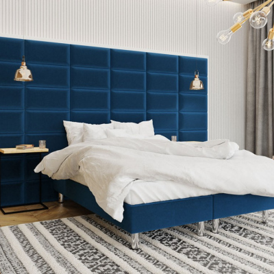 Čalúnená manželská posteľ 160x200 NECHLIN 2 - modrá + panely 60x30 cm ZDARMA