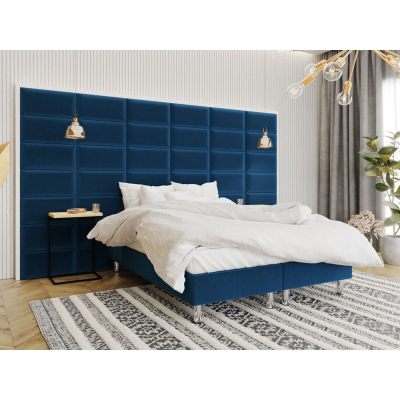 Čalúnená manželská posteľ 140x200 NECHLIN 2 - modrá + panely 60x30 cm ZDARMA