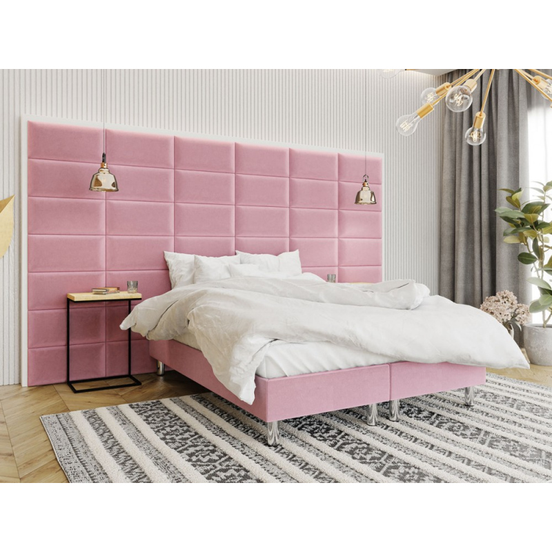 Čalúnená manželská posteľ 140x200 NECHLIN 2 - ružová + panely 60x30 cm ZDARMA