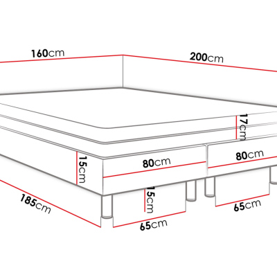 Čalúnená manželská posteľ 160x200 NECHLIN 2 - čierna eko koža + panely 60x30 cm ZDARMA