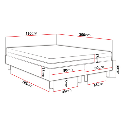 Čalúnená manželská posteľ 160x200 NECHLIN 2 - čierna eko koža + panely 60x30 cm ZDARMA