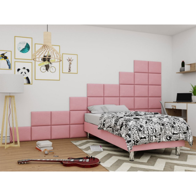 Čalúnená jednolôžková posteľ 80x200 NECHLIN 2 - ružová + panely 40x30 cm ZDARMA