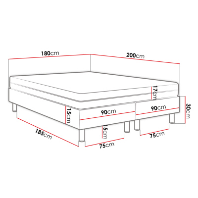Čalúnená manželská posteľ 180x200 NECHLIN 2 - biela eko koža + panely 40x30 cm ZDARMA