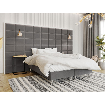 Čalúnená manželská posteľ 160x200 NECHLIN 2 - šedá + panely 40x30 cm ZDARMA