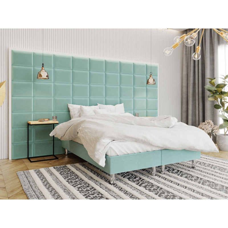 Čalúnená manželská posteľ 160x200 NECHLIN 2 - mentolová + panely 40x30 cm ZDARMA