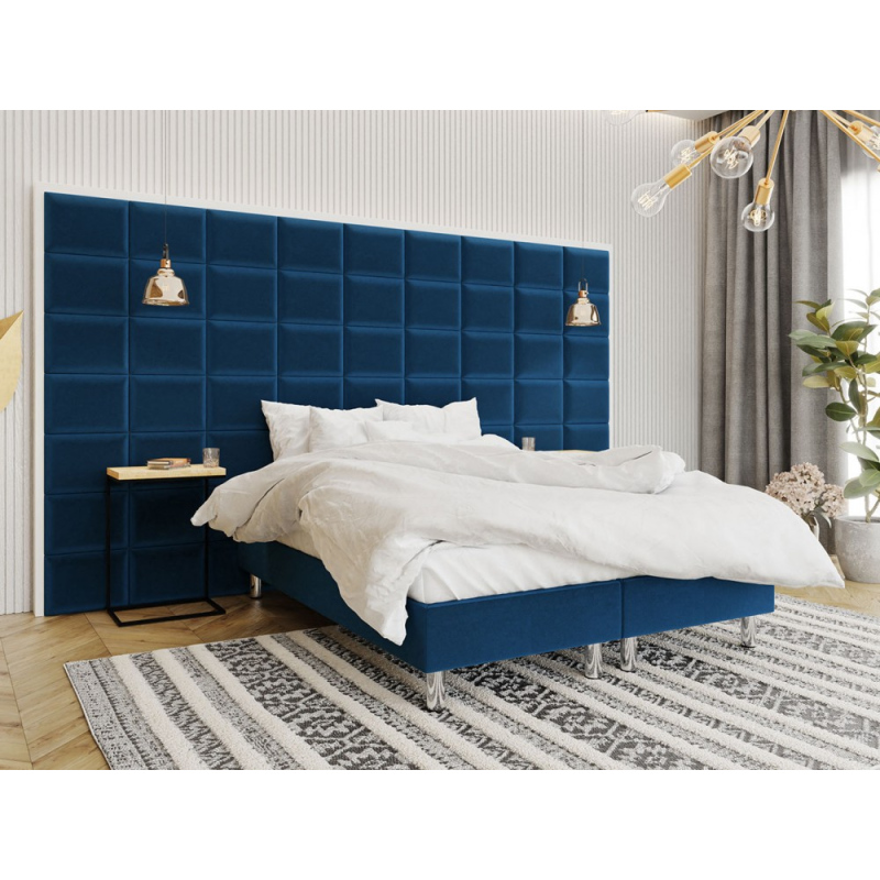 Čalúnená manželská posteľ 140x200 NECHLIN 2 - modrá + panely 40x30 cm ZDARMA