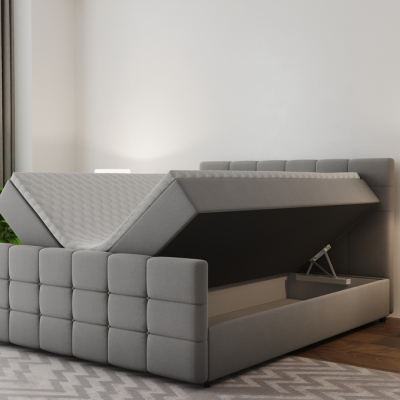 Boxspringová posteľ s prešívaním MAELIE - 200x200, šedá