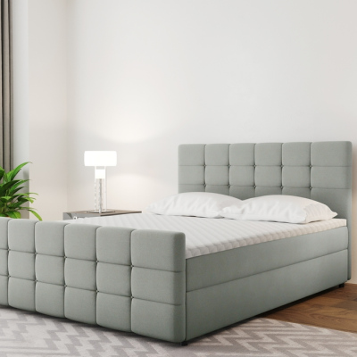 Boxspringová posteľ s prešívaním MAELIE - 180x200, šedá