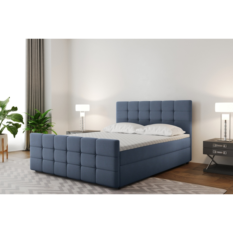 Boxspringová posteľ s prešívaním MAELIE - 180x200, modrá