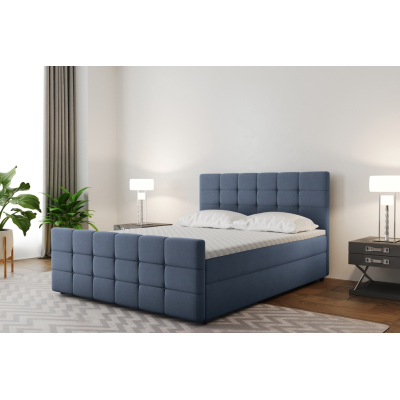 Boxspringová posteľ s prešívaním MAELIE - 180x200, modrá