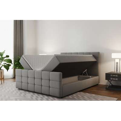 Boxspringová posteľ s prešívaním MAELIE - 160x200, šedá