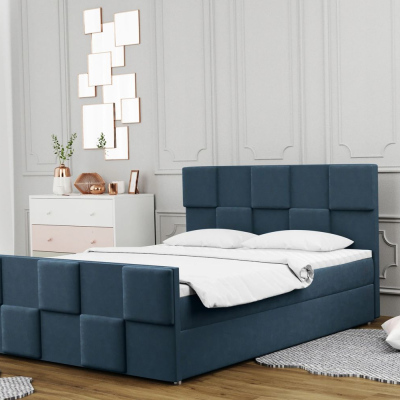 Boxspringová posteľ MARGARETA - 140x200, modrá