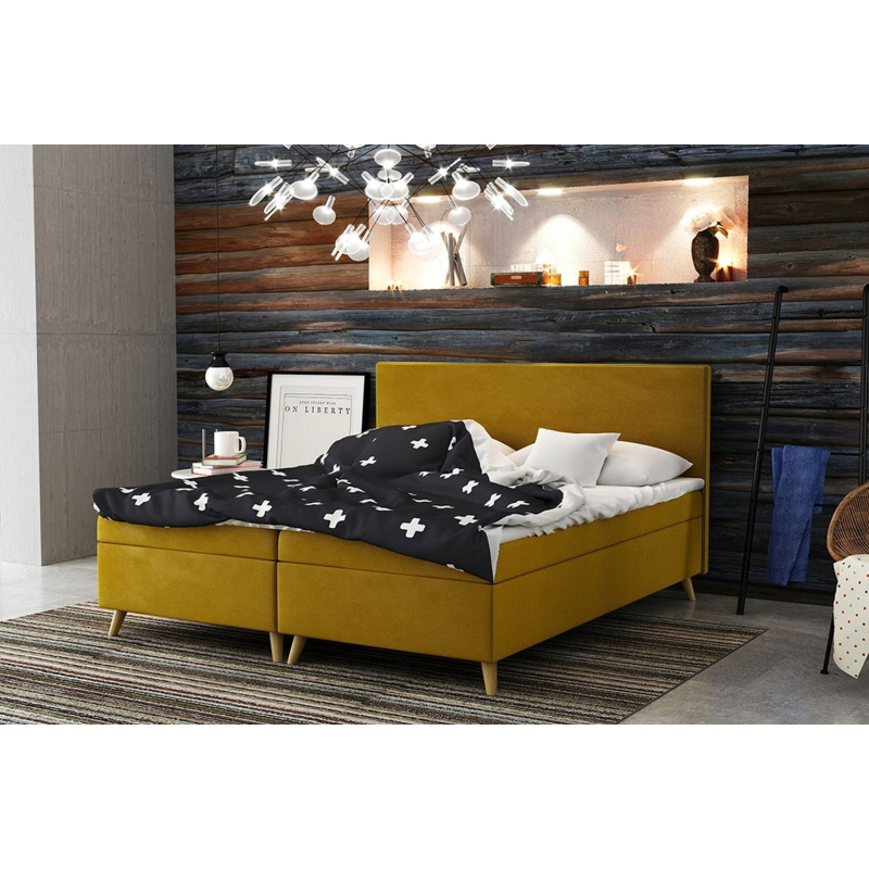 Čalúnená posteľ BLAIRE - 180x200, žltá