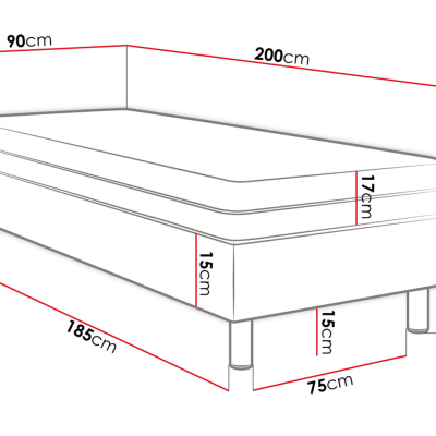 Čalúnená jednolôžková posteľ 90x200 NECHLIN 2 - čierna eko koža + panely 30x30 cm ZDARMA