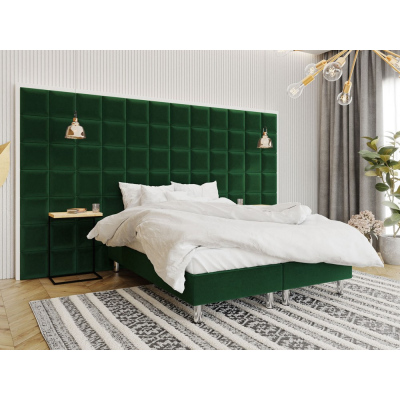 Čalúnená manželská posteľ 180x200 NECHLIN 2 - zelená + panely 30x30 cm ZDARMA