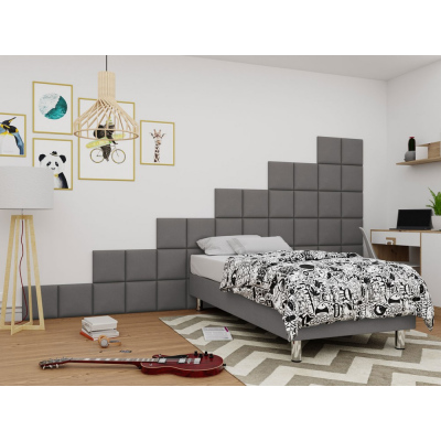 Čalúnená jednolôžková posteľ 80x200 NECHLIN 2 - šedá + panely 30x30 cm ZDARMA