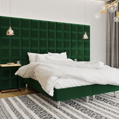 Čalúnená manželská posteľ 180x200 NECHLIN 2 - zelená + panely 30x30 cm ZDARMA