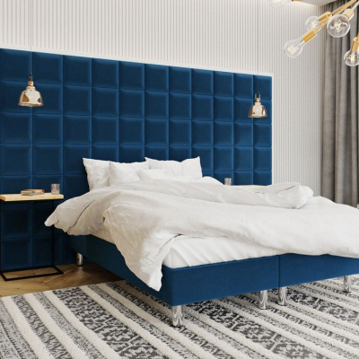Čalúnená manželská posteľ 160x200 NECHLIN 2 - modrá + panely 30x30 cm ZDARMA
