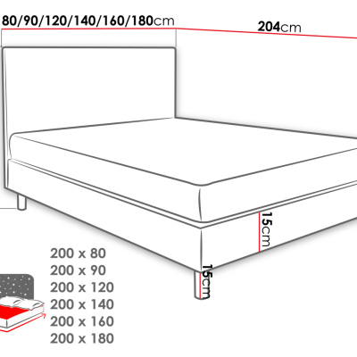 Čalúnená manželská posteľ 180x200 NECHLIN 3 - šedá