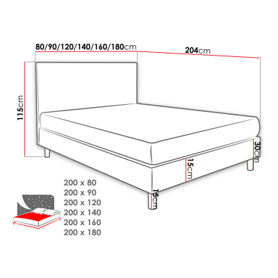 Čalúnená manželská posteľ 180x200 NECHLIN 3 - šedá