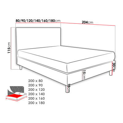 Čalúnená manželská posteľ 140x200 NECHLIN 3 - šedá