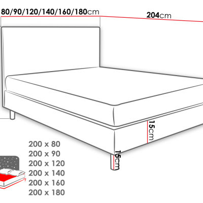 Čalúnená manželská posteľ 140x200 NECHLIN 3 - svetlá šedá