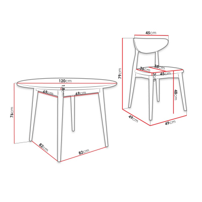 Okrúhly jedálenský stôl 120 cm so 4 stoličkami OLMIO 1 - prírodné drevo / béžový