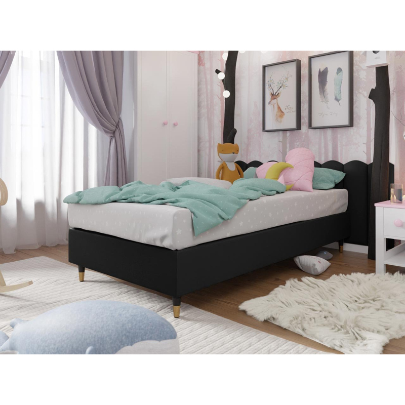 Jednolôžková čalúnená posteľ s matracom 90x200 NECHLIN 5 - čierna eko koža