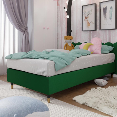 Jednolôžková čalúnená posteľ s matracom 90x200 NECHLIN 5 - zelená