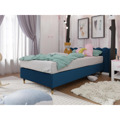 Jednolôžková čalúnená posteľ s matracom 90x200 NECHLIN 5 - modrá