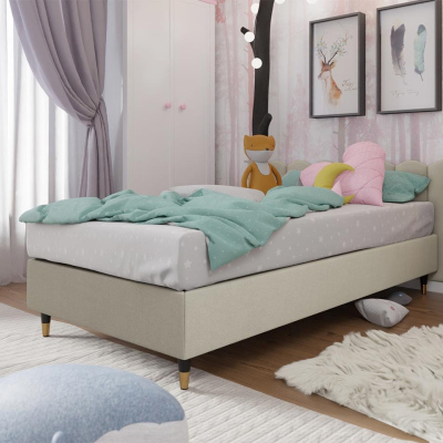 Jednolôžková čalúnená posteľ s matracom 90x200 NECHLIN 5 - béžová
