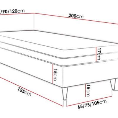 Jednolôžková čalúnená posteľ s matracom 90x200 NECHLIN 5 - modrá