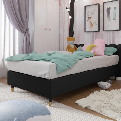 Jednolôžková čalúnená posteľ s matracom 120x200 NECHLIN 5 - čierna eko koža