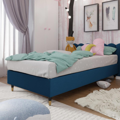 Jednolôžková čalúnená posteľ s matracom 120x200 NECHLIN 5 - modrá
